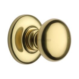 Heritage Brass Centre Door Knob Round Design 3" Polished Brass Finish