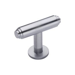 Heritage Brass Cabinet Knob Stepped T-Bar Design with Rose 45mm Satin Chrome finish