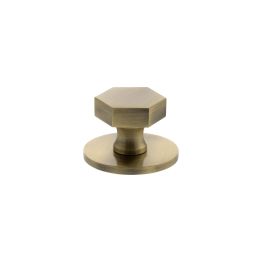 Millhouse Brass Pennington Hexagonal Cabinet Knob Handle on Backplate - Antique Brass