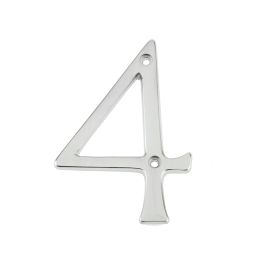 Jedo 75mm Screw Fix Numerals Satin Chrome No. 4 - By Frelan Hardware - JNSC-4