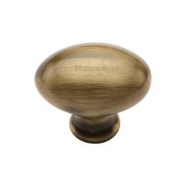 Heritage Brass Cabinet Knob Victorian Oval Design 32mm Antique Brass finish