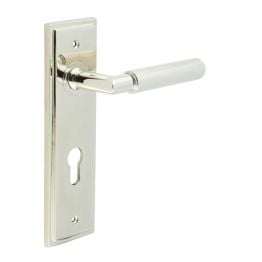 Piccadilly Door Handle Din Euro Backplate Polished Nickel - By Frelan Hardware - BUR40KIT168