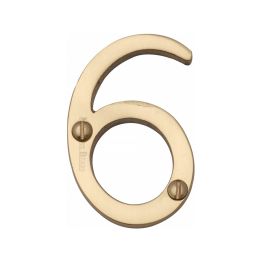 Heritage Brass Numeral 6 Face Fix 51mm (2") Polished Brass finish