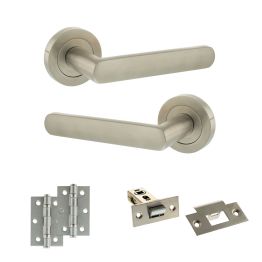 STATUS Carolina Door Handle Pack (Latch Set - 2.5" Latch, 3" Hinges x2) - Satin Nickel