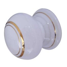 Jedo Porcelain Cupboard Knobs 33mm Goldline White - By Frelan Hardware - JC25