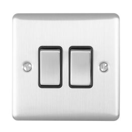 Eurolite Enhance Decorative 2 Gang Switch Satin Stainless Steel