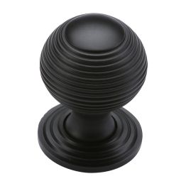 Heritage Brass Cabinet Knob Reeded Design 32mm Matt Black finish