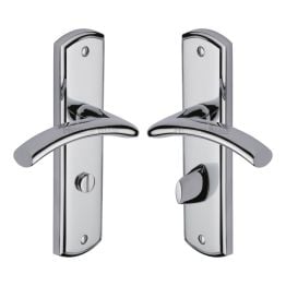 Heritage Brass Door Handle for Bathroom Centaur Design Polished Chrome finish