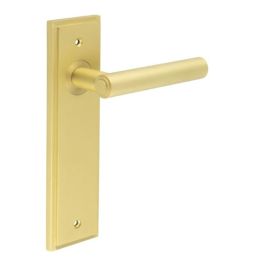 Richmond Door Handle Latch Backplate Satin Brass - By Frelan Hardware - BUR45KIT242