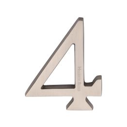 Heritage Brass Numeral 4 Concealed Fix 76mm (3") Satin Nickel finish