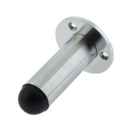 Jedo Cylinder Wall Mounted Door Stop on Rose 65mm Satin Chrome - By Frelan Hardware - JV9551ASC