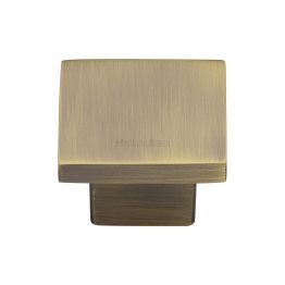 Heritage Brass Cabinet Knob Classic Square Design 32mm Antique Brass finish