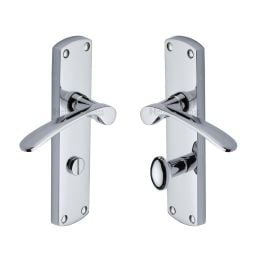 Heritage Brass Door Handle for Bathroom Diplomat Design Polished Chrome finish