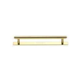 Heritage Brass Cabinet Pull Step Design with Plate 96mm CTC Polished Brass Finish