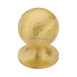 Heritage Brass Cabinet Knob Ball Hammered Design 32mm Satin Brass finish