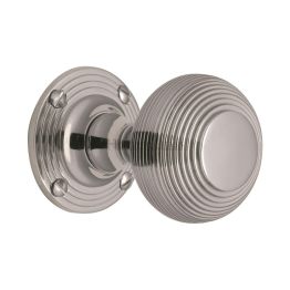 Heritage Brass Mortice Knob on Rose Reeded Design Polished Chrome finish