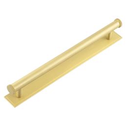 Hoxton Wenlock Cabinet Handles 224mm Ctrs Stepped Backplate Satin Brass - By Frelan Hardware - HOX-160SB-6060SB