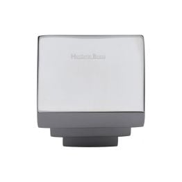 Heritage Brass Cabinet Knob Square Stepped Design 32mm Polished Chrome finish