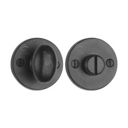 Black Iron Rustic Round Thumbturn & Emergency Release for Bathroom & Bedroom Doors
