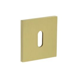 CR-T10 Satin Brass Standard Keyway Square Rose Escutcheon - By Frelan Hardware - CR-T10SB
