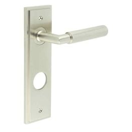 Piccadilly Door Handle Din Bathroom Backplate Satin Nickel - By Frelan Hardware - BUR40KIT325