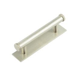Hoxton Wenlock Cabinet Handles 96mm Ctrs Plain Backplate Satin Nickel - By Frelan Hardware - HOX-150SN-5050SN