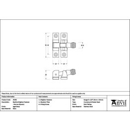 Aged Brass Beehive Brighton Fastener - Narrow (Square)