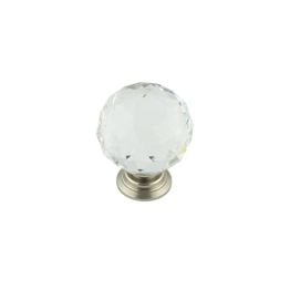 40mm Satin Nickel Faceted Glass Ball Knob - By Frelan Hardware - JH4155-40SN