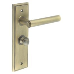 Richmond Door Handle Bathroom Backplate Antique Brass & Turn & Release - By Frelan Hardware - BUR-45AB-453AB-80AB