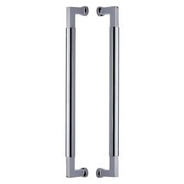 Heritage Brass Door Pull Handle Bauhaus Design 483mm Polished Chrome Finish