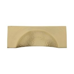 Heritage Brass Drawer Cup Pull Hampshire Hammered Design 57mm CTC Satin Brass Finish