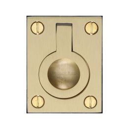 Heritage Brass Cabinet Pull Flush Ring Design 38mm Satin Brass finish