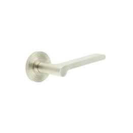 Fitzrovia Door Handles Reeded Rose Satin Nickel - By Frelan Hardware - BUR15KIT316