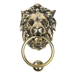 Aged Brass Lion Head Door Knocker