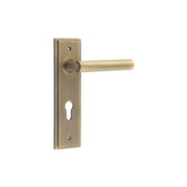 Richmond Door Handle Din Euro Backplate Antique Brass - By Frelan Hardware - BUR45KIT12