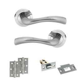 STATUS Texas Door Handle Pack (Latch Set - 2.5" Latch, 3" Hinges x2) - Satin Chrome