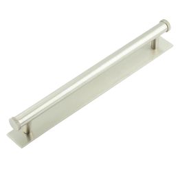 Hoxton Wenlock Cabinet Handles 224mm Ctrs Plain Backplate Satin Nickel - By Frelan Hardware - HOX-160SN-5060SN