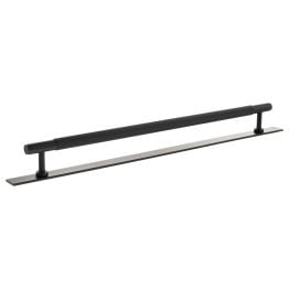 Millhouse Brass Battersea Linear T-Bar Cabinet Pull Handle on Backplate 320mm - Matt Black