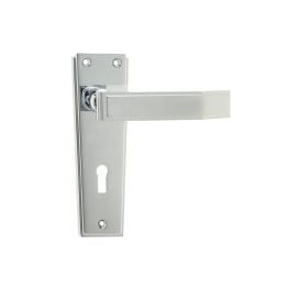 Deco Door Handle on Lockplate Polished Chrome - By Frelan Hardware - JV253PC