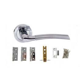 Atlantic Swell Dorpac (3" Latch, 3"x2" Hingesx3) - Satin Chrome/Polished Chrome