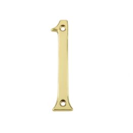 Jedo 75mm Screw Fix Numerals Polished Brass No. 1 - By Frelan Hardware - JN-1