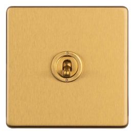 Eurolite Concealed 3mm 1 Gang 2 Way Toggle Switch Satin Brass