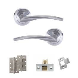 STATUS Arizona Door Handle Pack (Latch Set - 3" CE Latch, 4" Slim Knuckle Hinges x2) - Satin Chrome