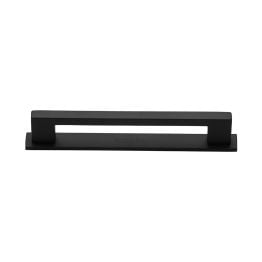 Heritage Brass Cabinet Pull Metro Design with Plate 128mm CTC Matt Black Finish