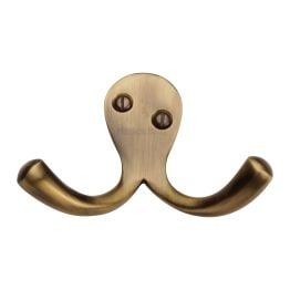 Heritage Brass Double Coat Hook Antique Brass finish