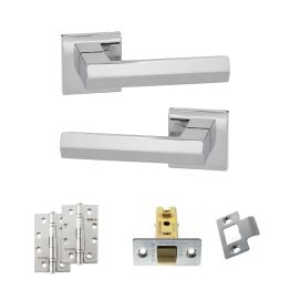 Senza Pari Davoli Door Handle Pack (Latch Set - 3" CE Latch, 4" Slim Knuckle Hinges x2) - Polished Chrome