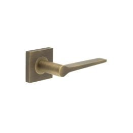 Knightsbridge Door Handle on Square Plain Rose Antique Brass - By Frelan Hardware - BUR20KIT6