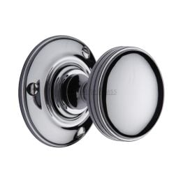 Heritage Brass Mortice Knob on Rose Richmond Design Polished Chrome finish