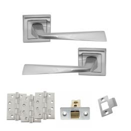 STATUS California Door Handle Pack (Latch Set - 3" CE Latch, 4" Fire Rated Hinges x3) - Satin Chrome