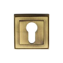 Heritage Brass Euro Profile Cylinder Escutcheon Antique Brass finish